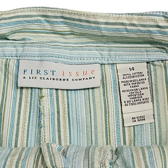 Liz Claiborne First Issue 14 Blue Green Stripe Preppy Y2K Denim Mini Skort VTG - Picture 4 of 7